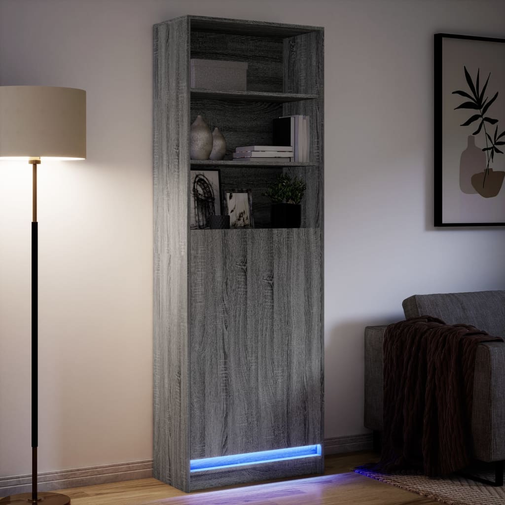 Skåp Sonoma Grå med LEDs 69x32,5x200 cm
