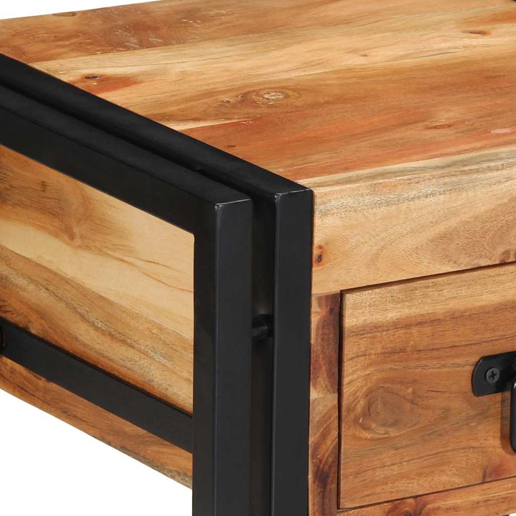 Sängbord Nattduksbord Trä med låda 2 pcs Brun 40 x 35 x 50 cm massivt akacia