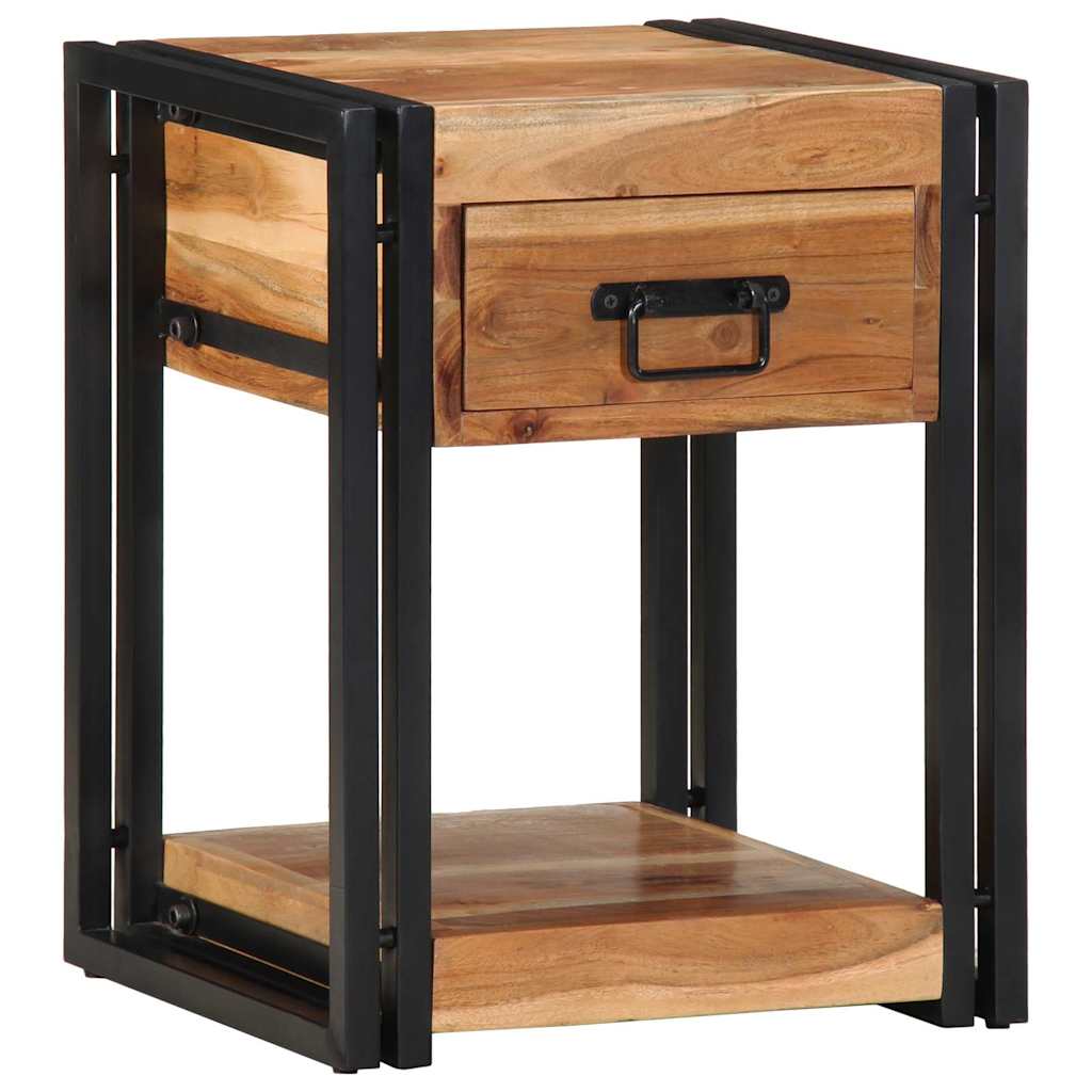 Sängbord Nattduksbord Trä med låda 2 pcs Brun 40 x 35 x 50 cm massivt akacia