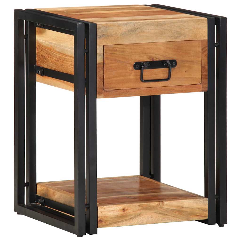 Sängbord Nattduksbord Trä med låda 2 pcs Brun 40 x 35 x 50 cm massivt akacia