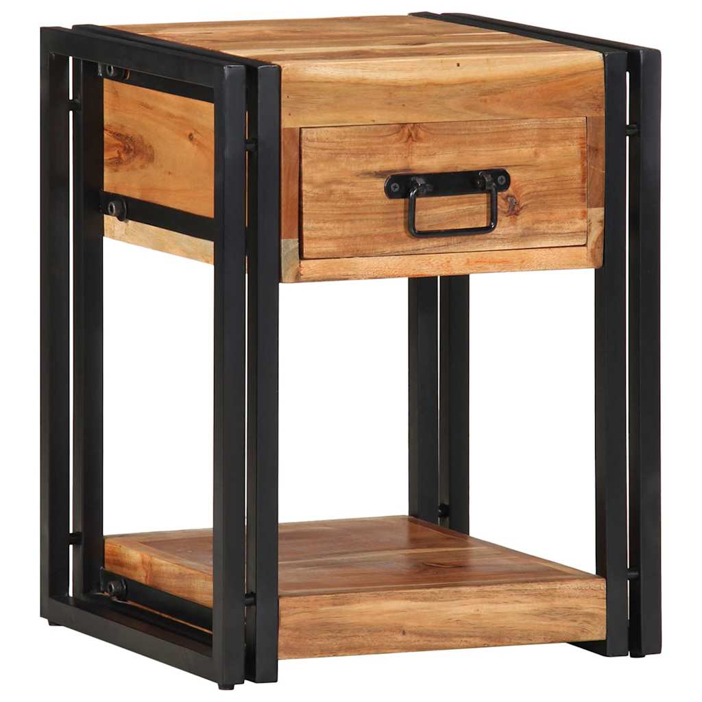 Sängbord Nattduksbord Trä med låda 2 pcs Brun 40 x 35 x 50 cm massivt akacia