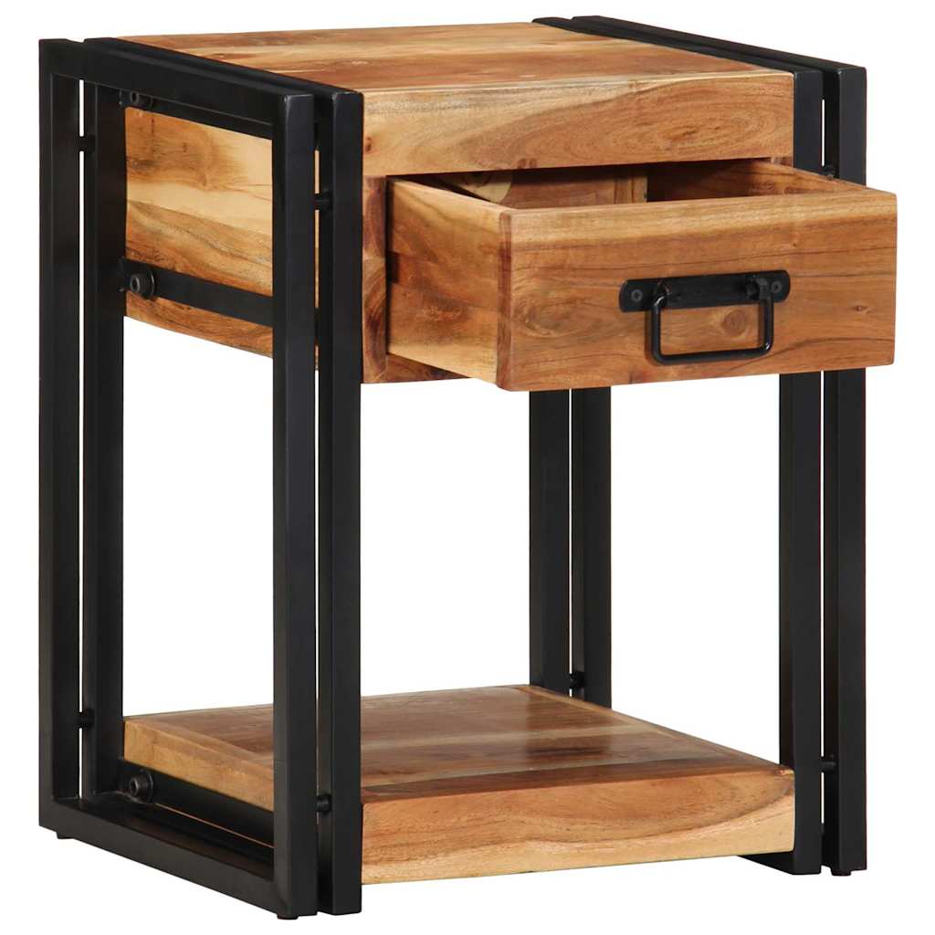 Sängbord Nattduksbord Trä med låda 2 pcs Brun 40 x 35 x 50 cm massivt akacia