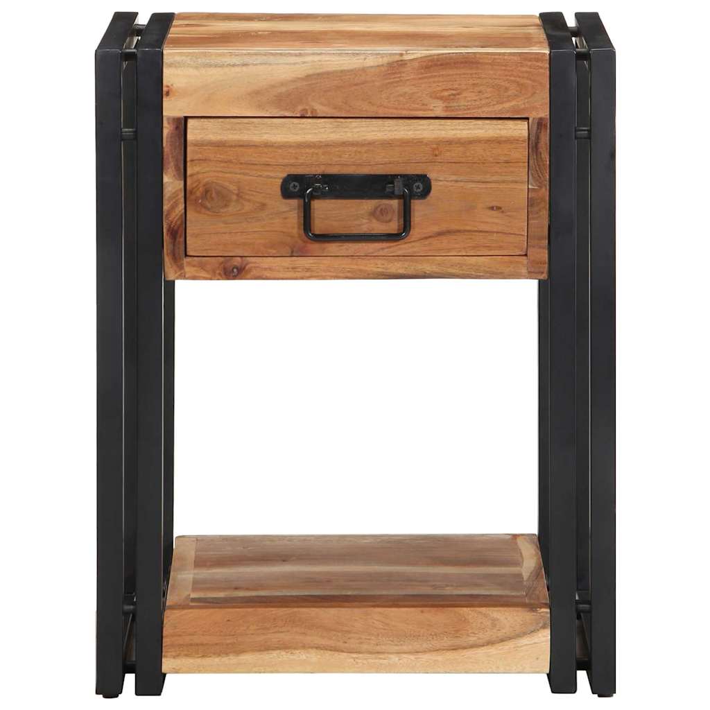 Sängbord Nattduksbord Trä med låda 2 pcs Brun 40 x 35 x 50 cm massivt akacia