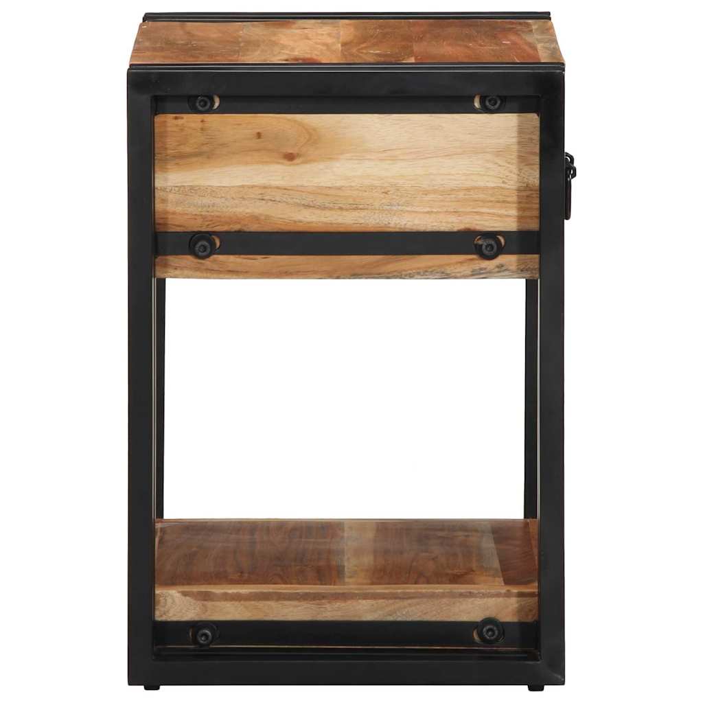 Sängbord Nattduksbord Trä med låda 2 pcs Brun 40 x 35 x 50 cm massivt akacia