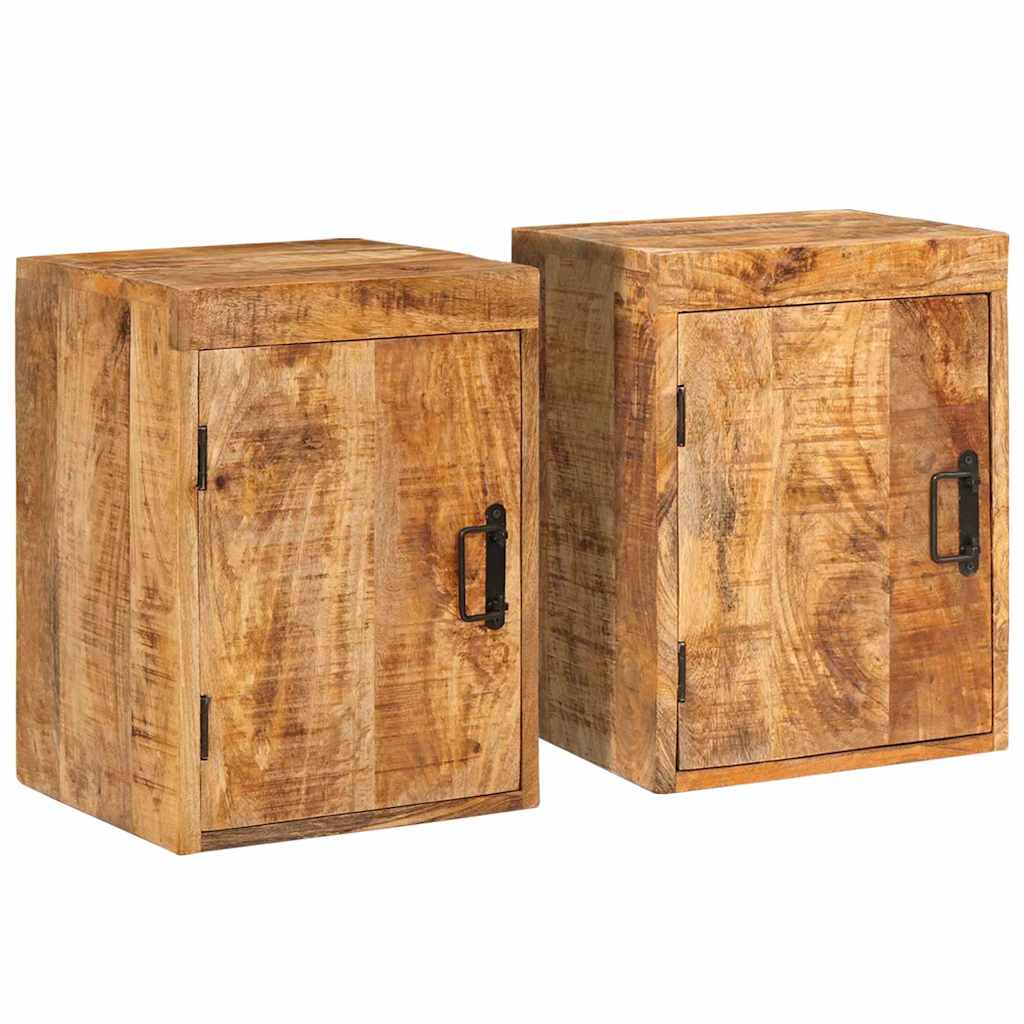 Sängbord 2 pcs Brun 35 x 33 x 48 cm Massivt mangoträ