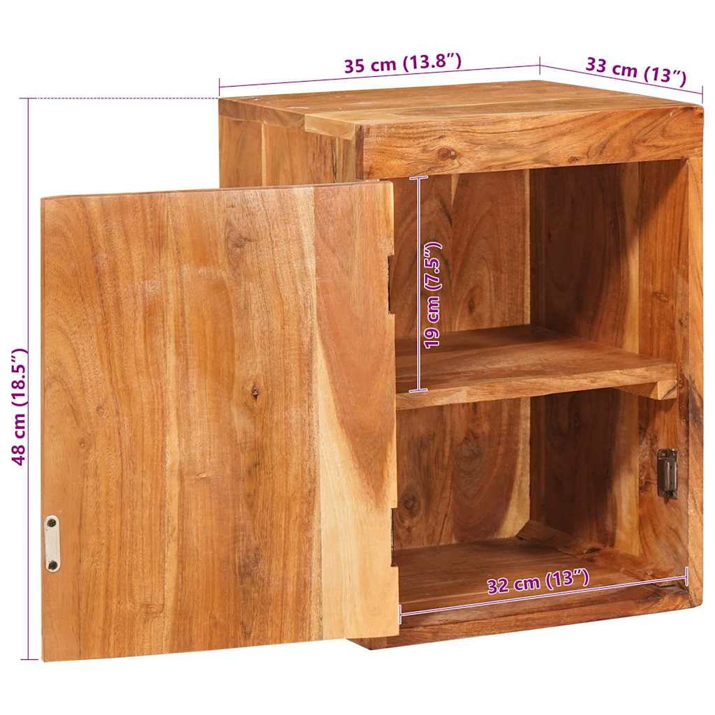 Sängbord 2 pcs Brun 35 x 33 x 48 cm Massivt Trä Akacia