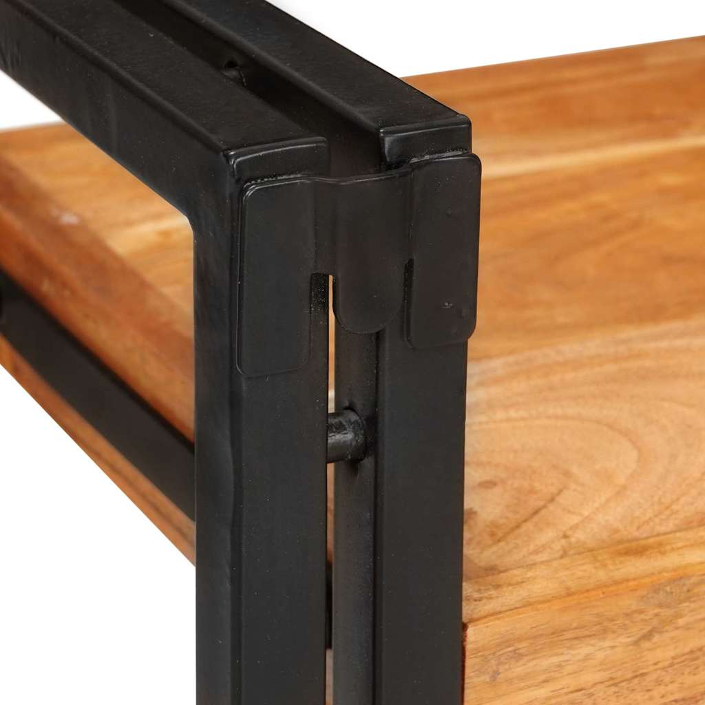 Sängbord 2 pcs Brun och svart Massivt Trä Akacia