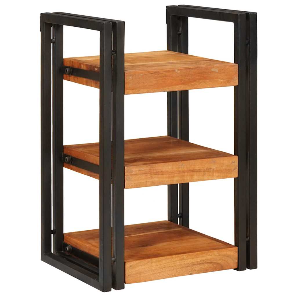 Sängbord 2 pcs Brun och svart Massivt Trä Akacia