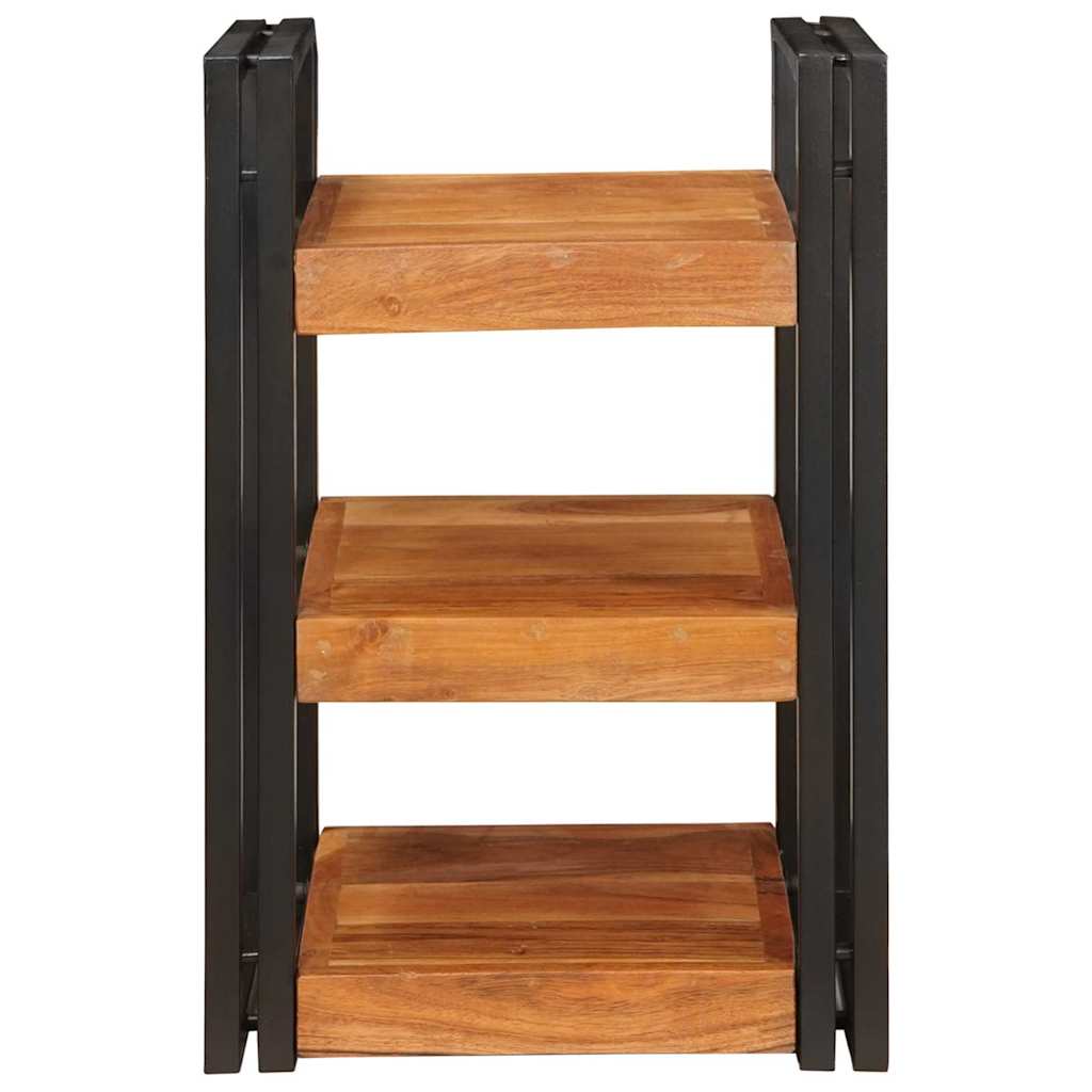 Sängbord 2 pcs Brun och svart Massivt Trä Akacia