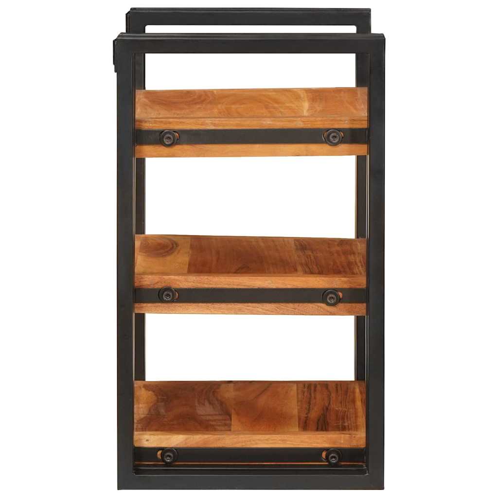 Sängbord 2 pcs Brun och svart Massivt Trä Akacia
