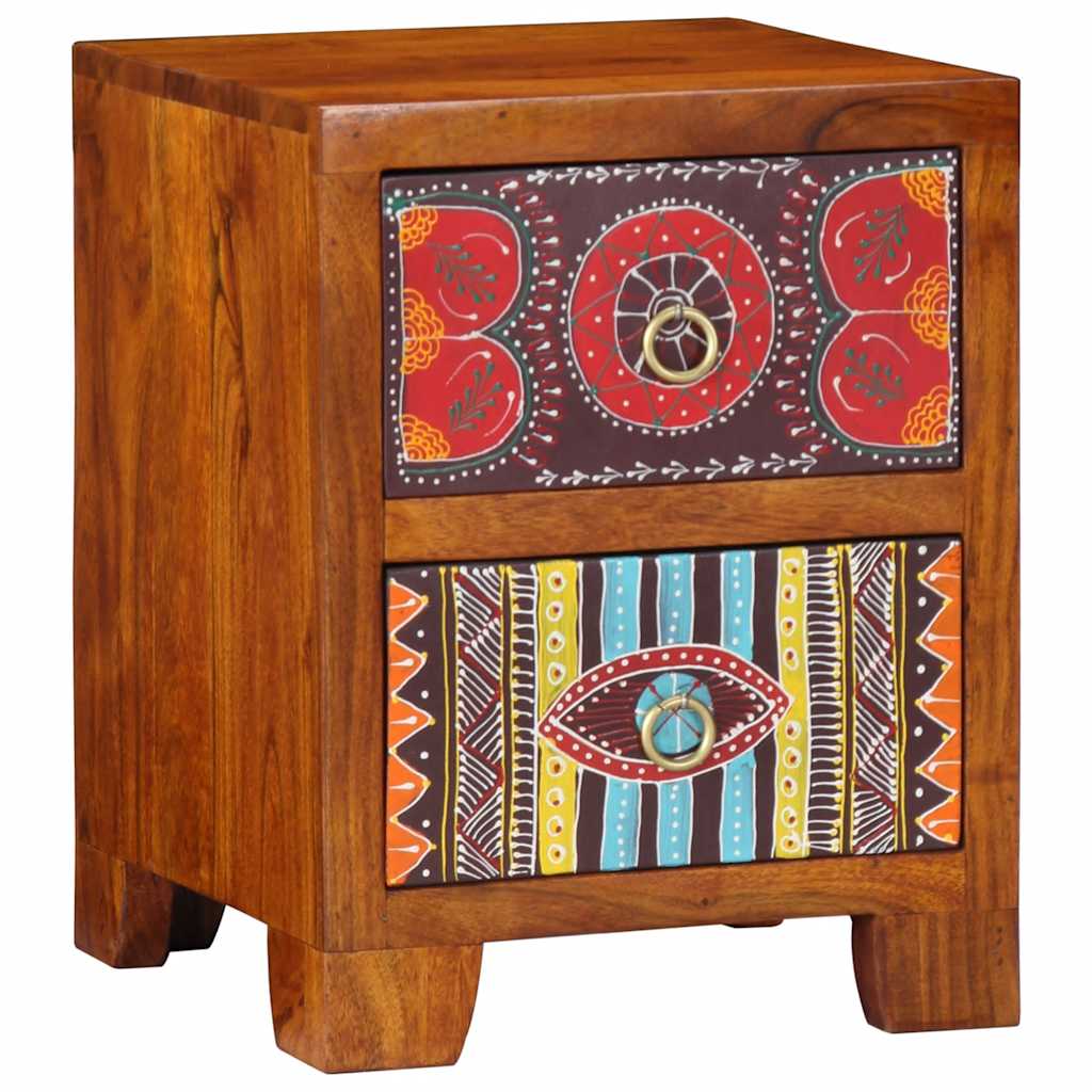 Sängbord 2 st 35x35x45 cm massivt trä akacia