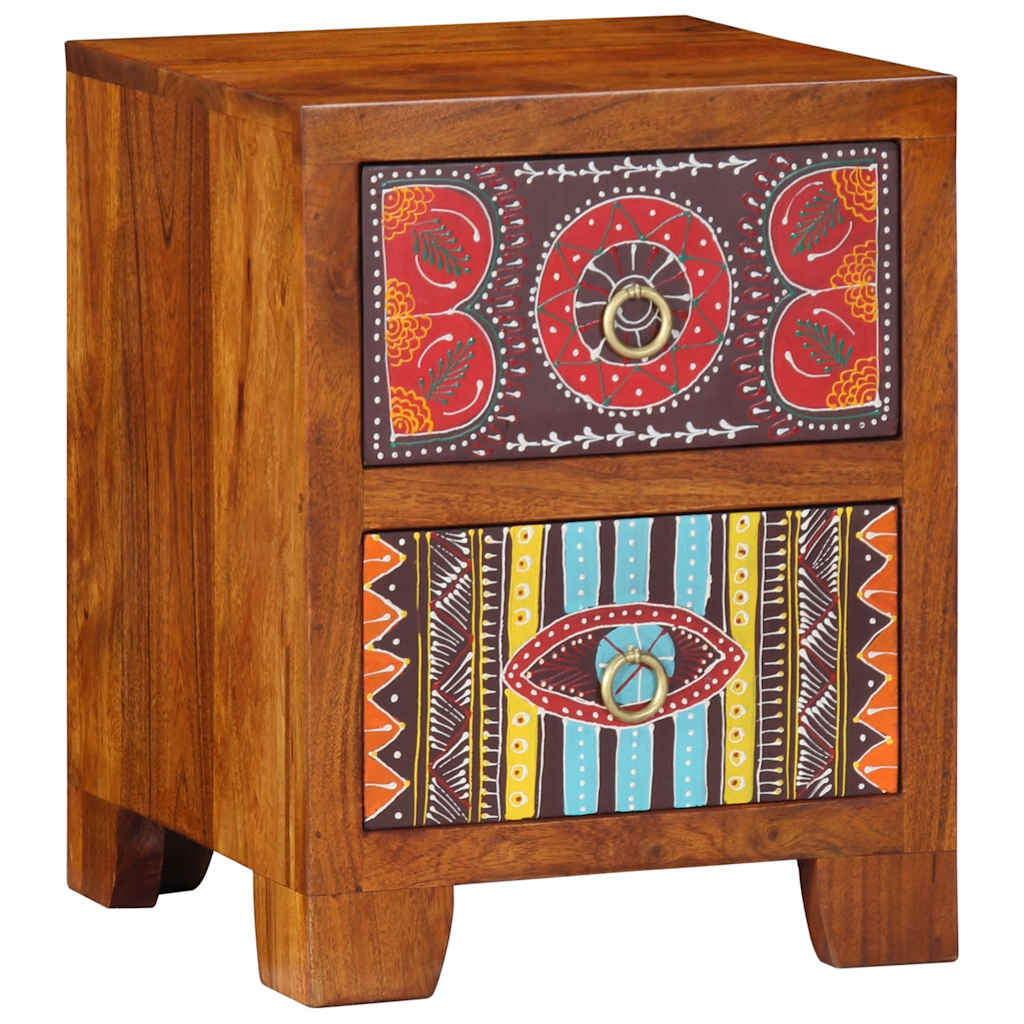 Sängbord 2 st 35x35x45 cm massivt trä akacia