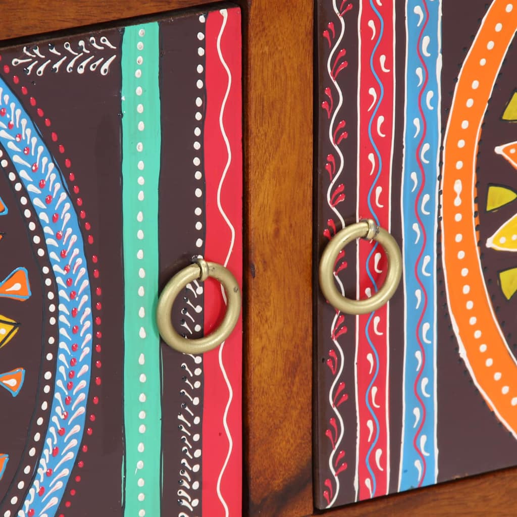 Skoskåp Flerfärgsdesign 90 x 35 x 40 cm Massivt akaciaträ