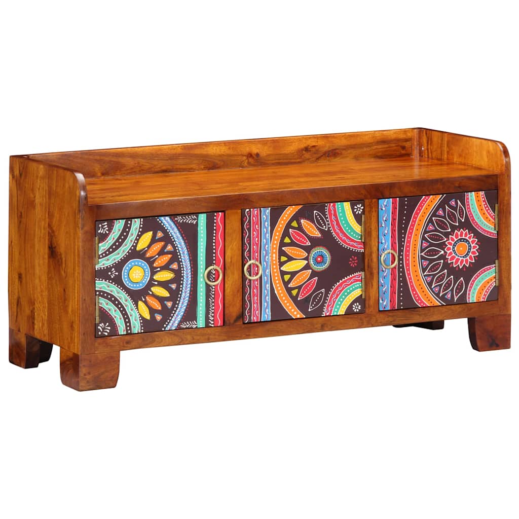 Skoskåp Flerfärgsdesign 90 x 35 x 40 cm Massivt akaciaträ