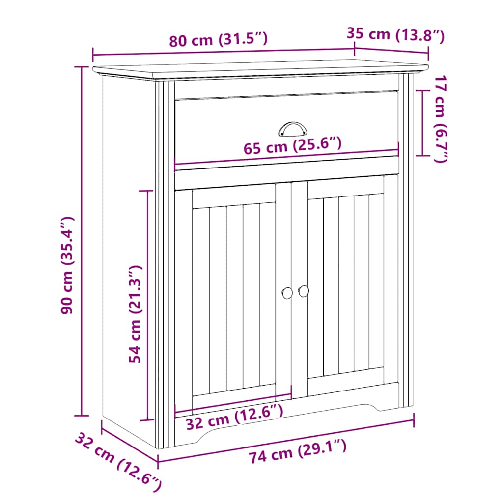 Hallmöbel Vit 80x35x90 cm