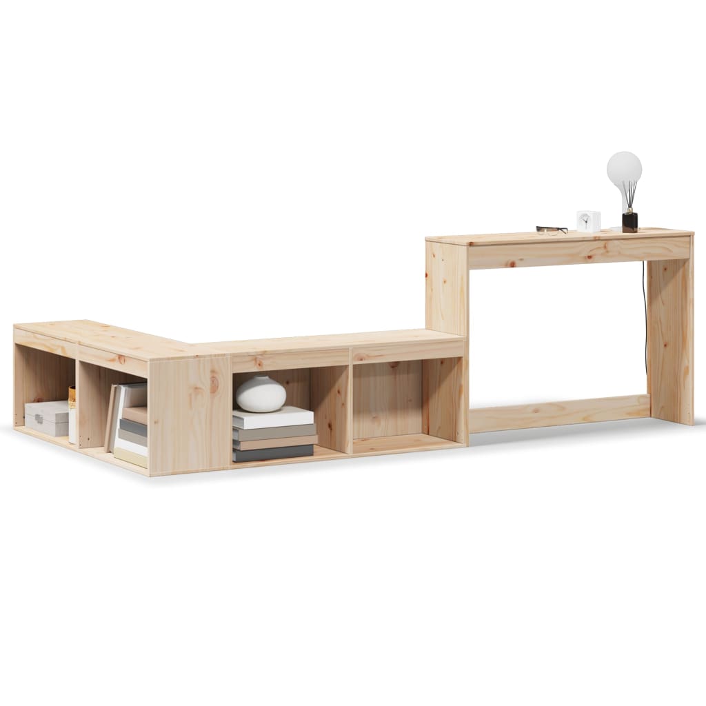 Sängbord Nattduksbord Trä Sängskåp med skrivbord 232x122x75 cm massiv furu