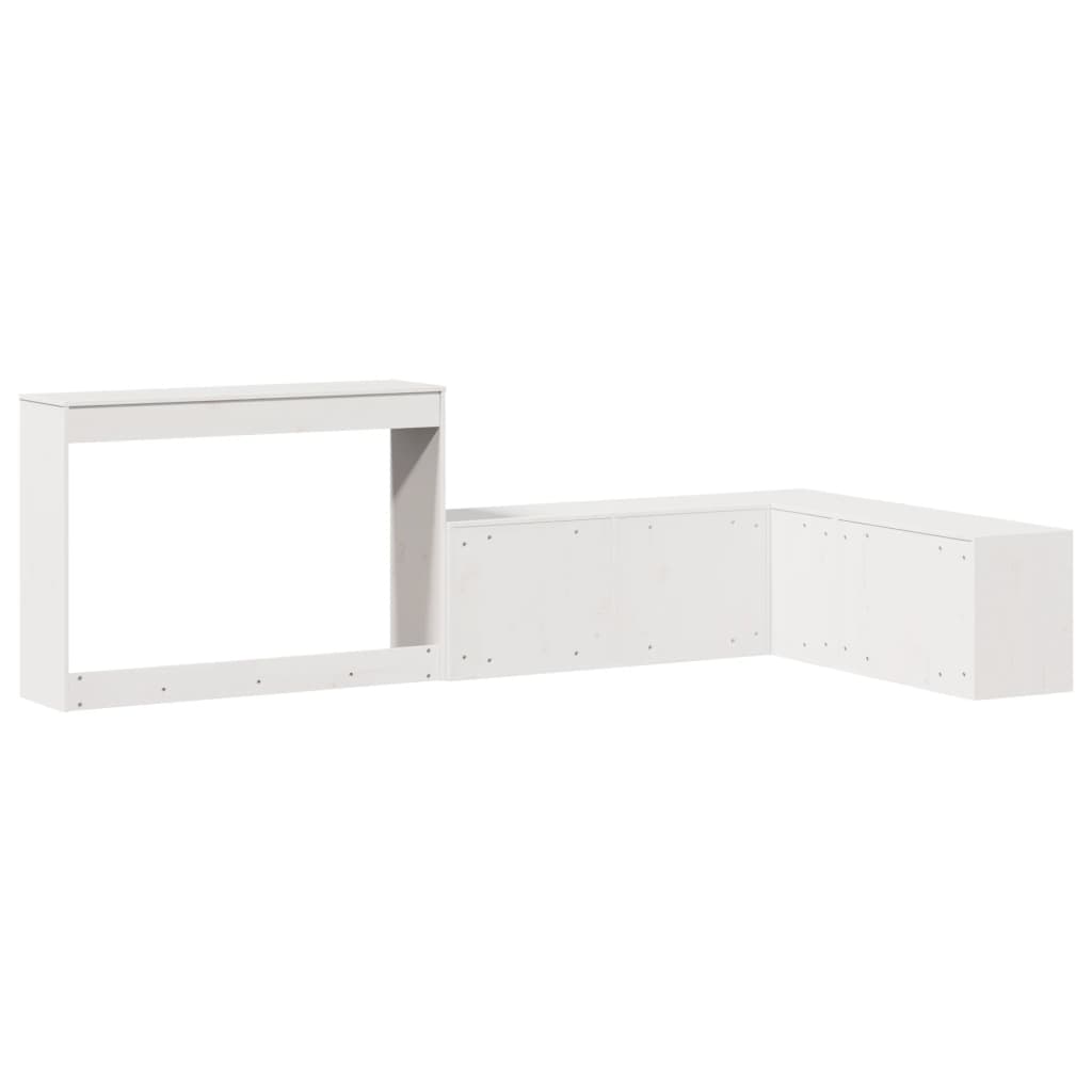 Sängbord Nattduksbord Vit Sängskåp med skrivbord 232x122x75 cm massiv furu