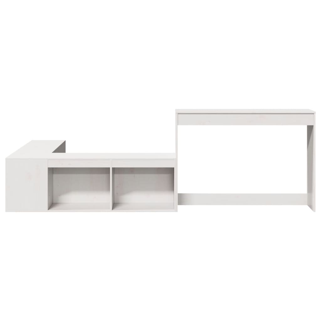 Sängbord Nattduksbord Vit Sängskåp med skrivbord 222x107x75 cm massiv furu