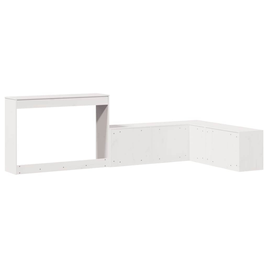 Sängbord Nattduksbord Vit Sängskåp med skrivbord 222x107x75 cm massiv furu
