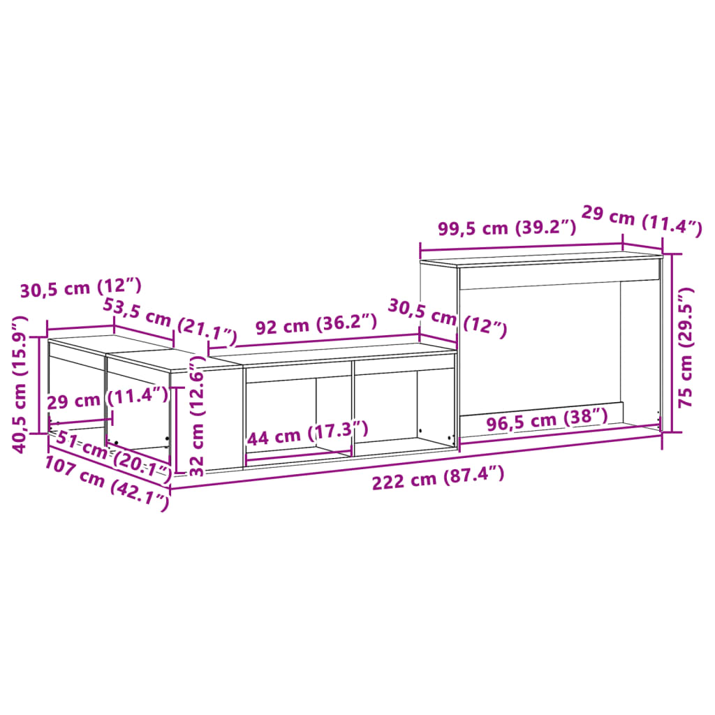 Sängbord Nattduksbord Vit Sängskåp med skrivbord 222x107x75 cm massiv furu