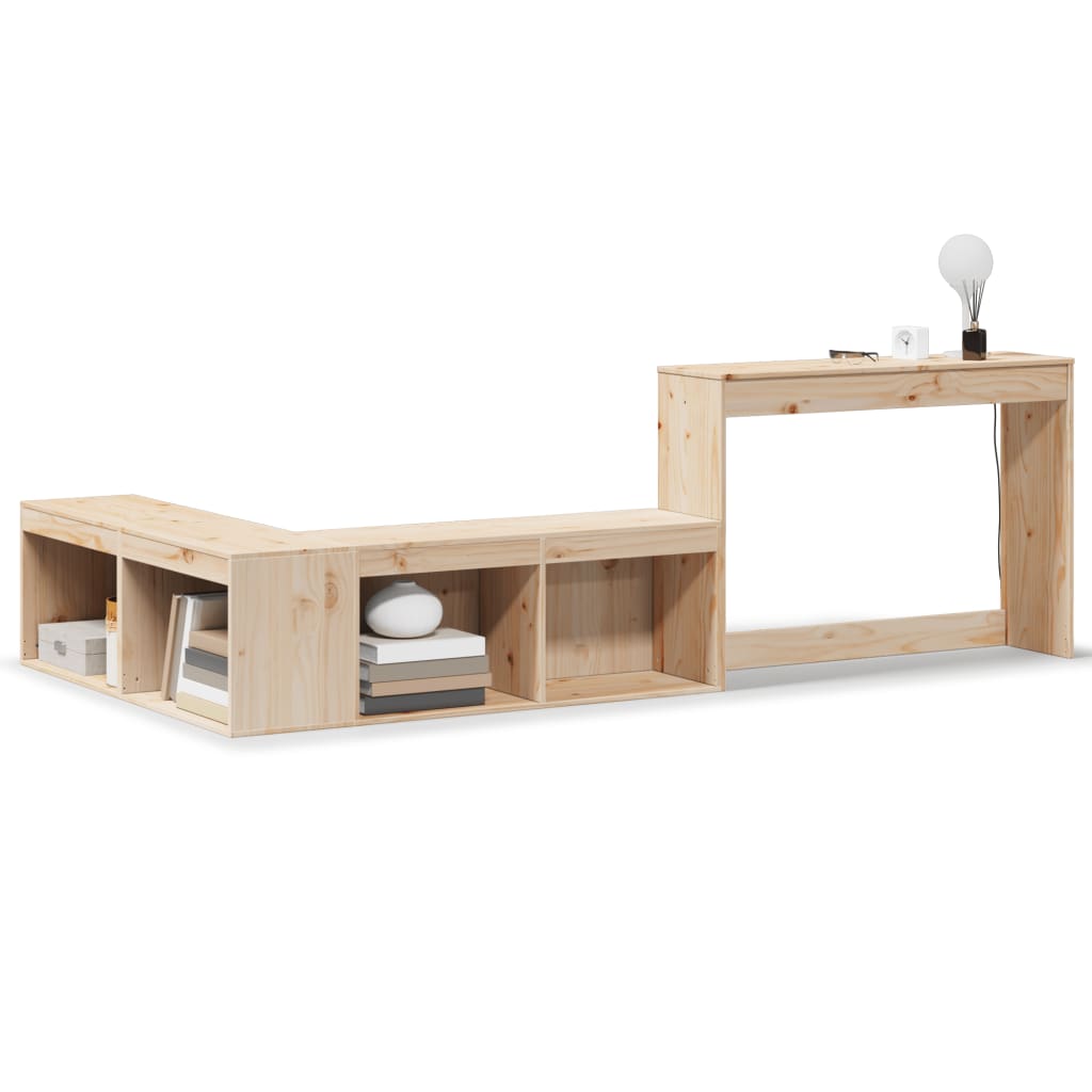 Sängbord Nattduksbord Trä Sängskåp med skrivbord 232x112x75 cm massiv furu