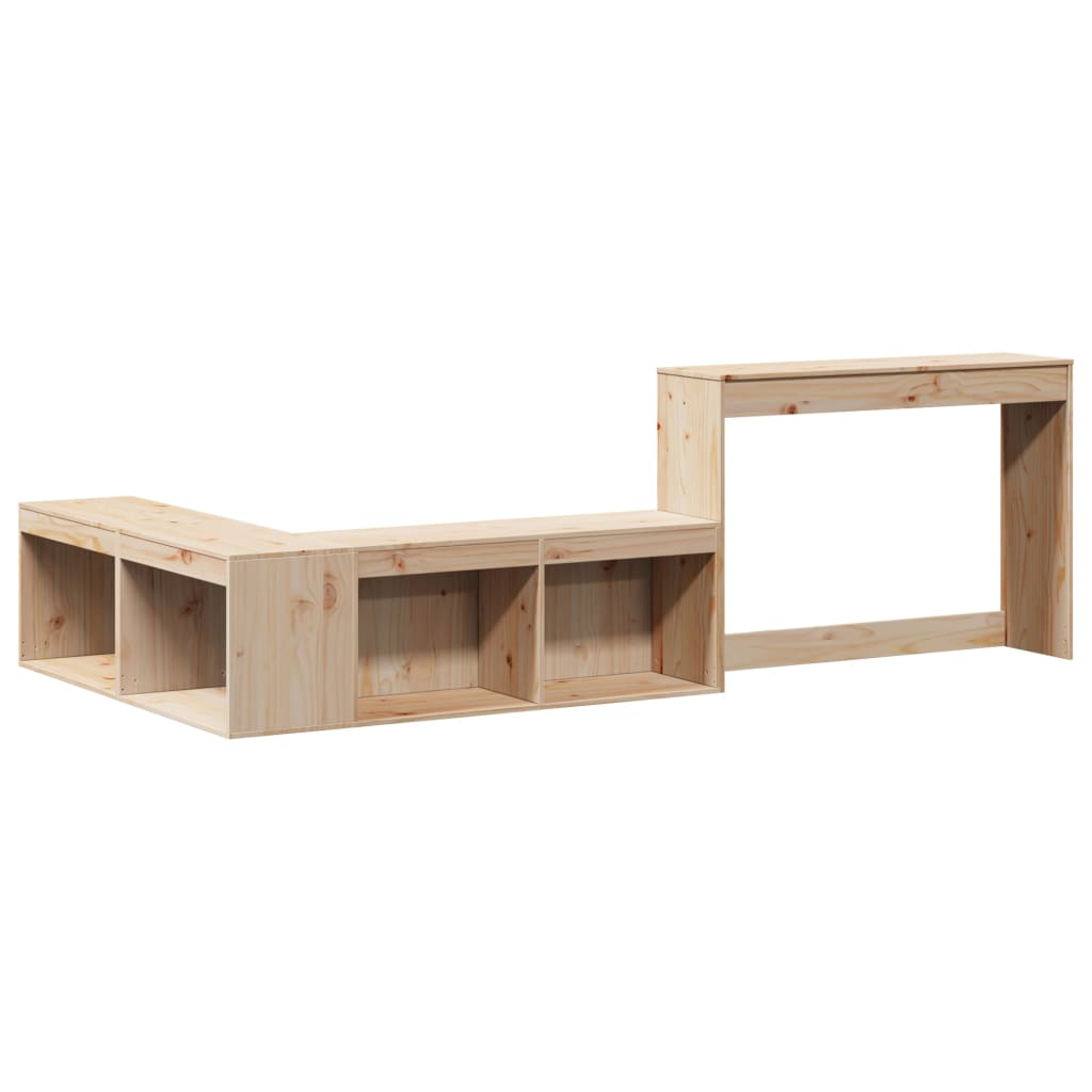 Sängbord Nattduksbord Trä Sängskåp med skrivbord 232x112x75 cm massiv furu