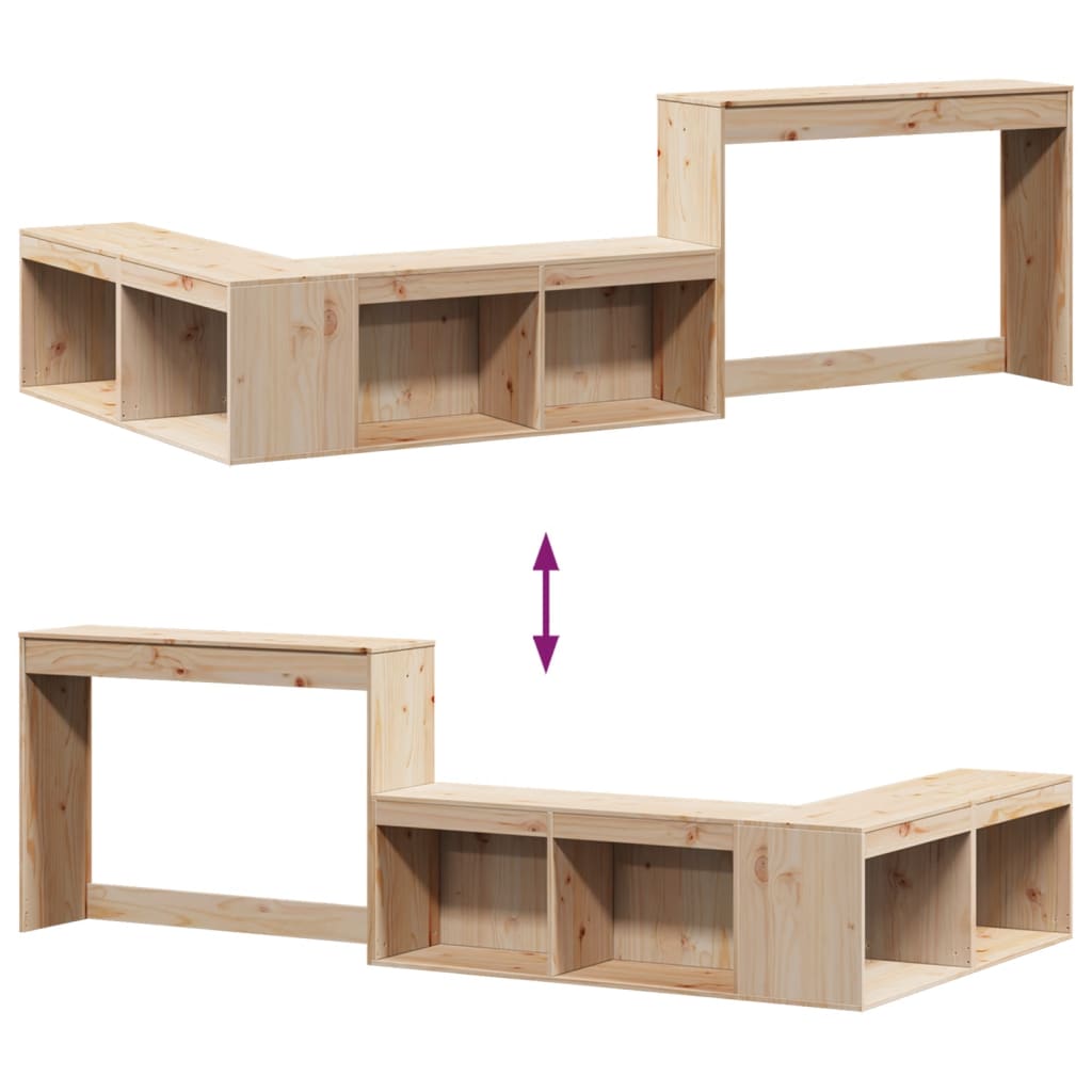 Sängbord Nattduksbord Trä Sängskåp med skrivbord 232x112x75 cm massiv furu
