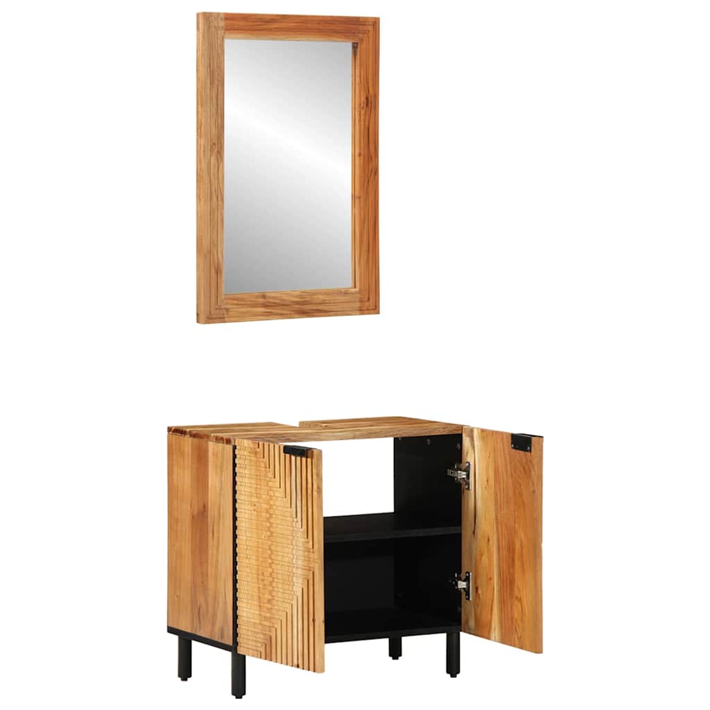 Badrumsmöbelset 2 pcs Brun 62 x 33 x 58 cm massivt akacia