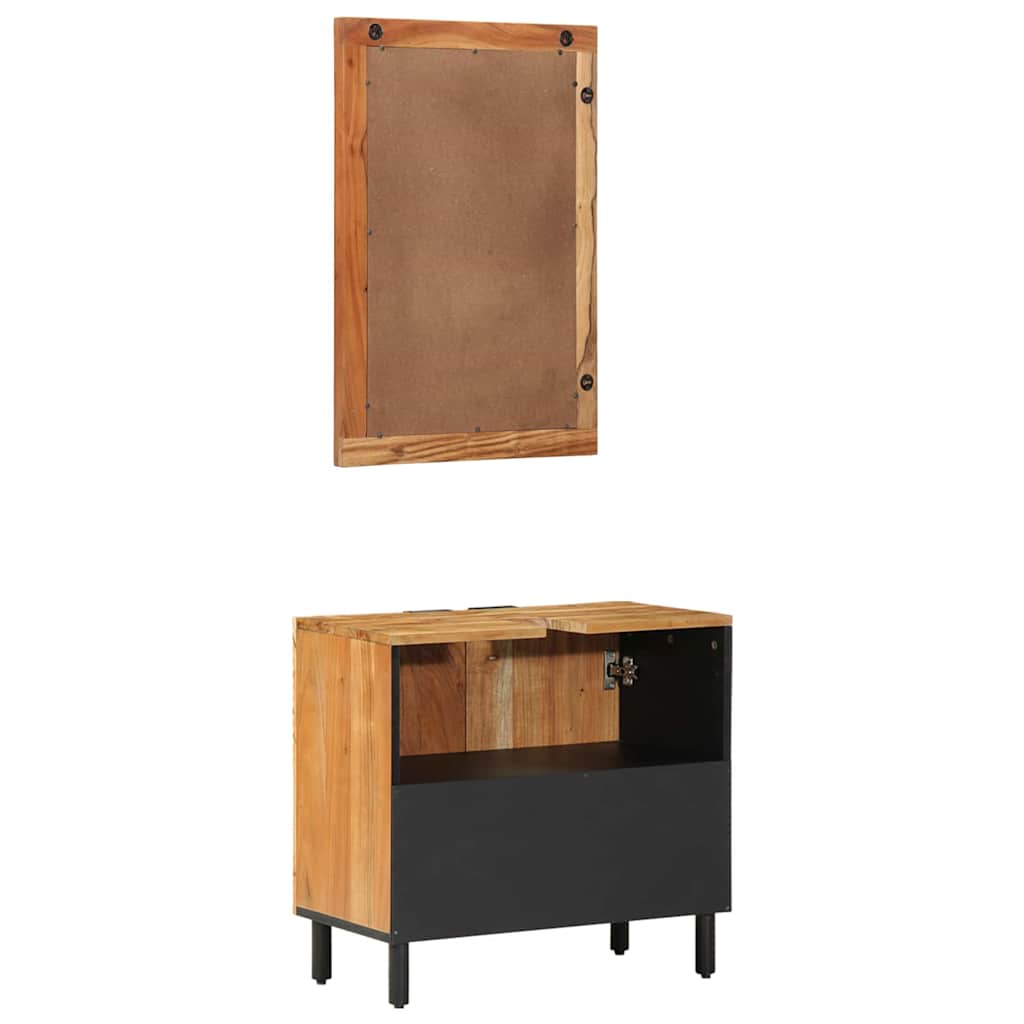 Badrumsmöbelset 2 pcs Brun 62 x 33 x 58 cm massivt akacia