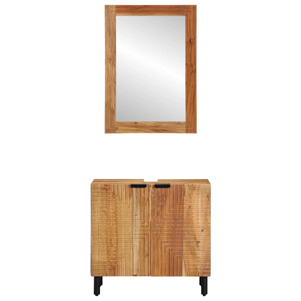 Badrumsmöbelset 2 pcs Brun 62 x 33 x 58 cm massivt akacia