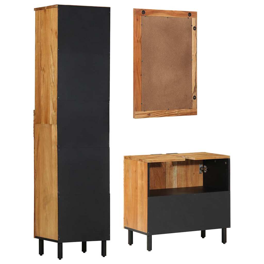 Badrumsmöbelset 3 pcs Brun 62 x 33 x 58 cm massivt akacia