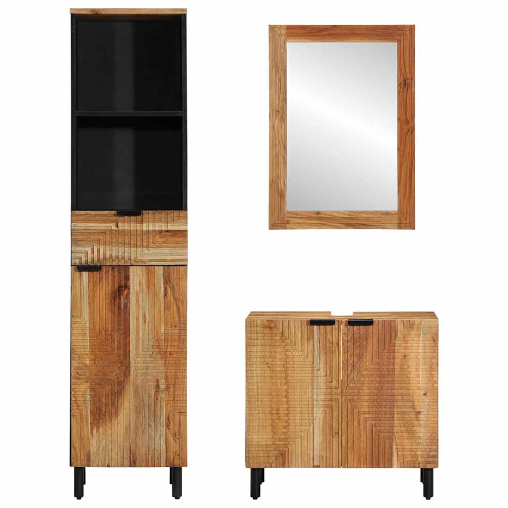 Badrumsmöbelset 3 pcs Brun 62 x 33 x 58 cm massivt akacia