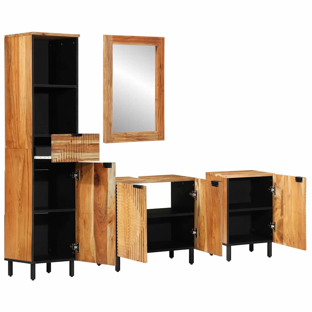 Badrumsmöbelset 4 pcs Brun 62 x 33 x 58 cm massivt akacia