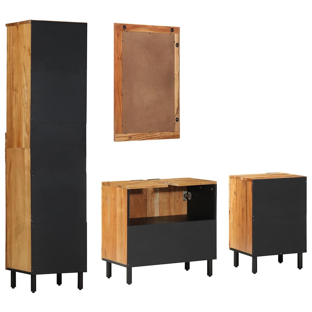 Badrumsmöbelset 4 pcs Brun 62 x 33 x 58 cm massivt akacia