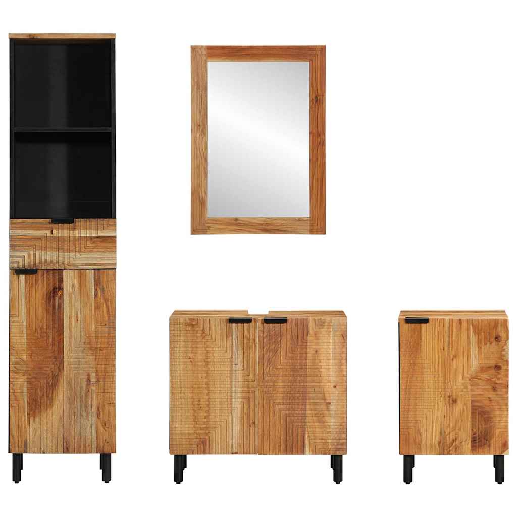 Badrumsmöbelset 4 pcs Brun 62 x 33 x 58 cm massivt akacia
