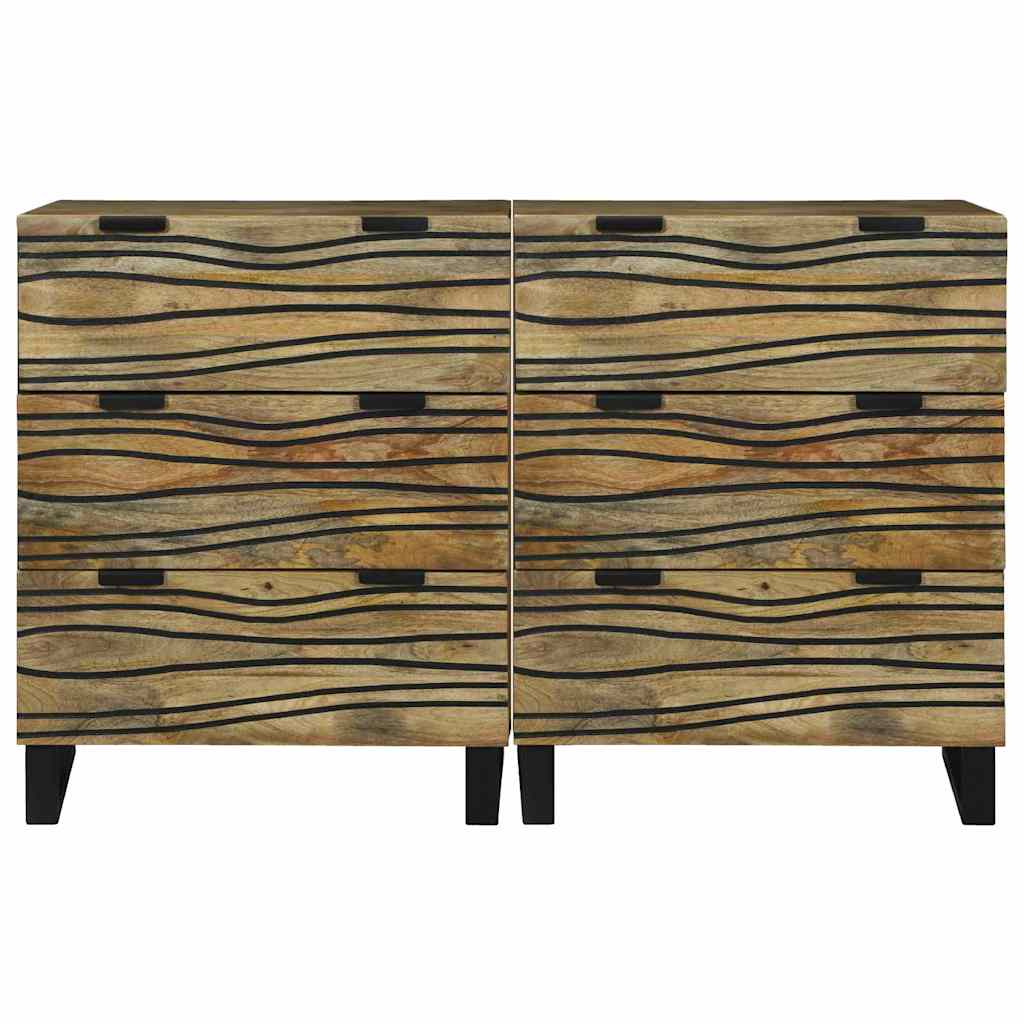 Skåp med låda 2 pcs Brun 60 x 33.5 x 75 cm massivt mangoträ