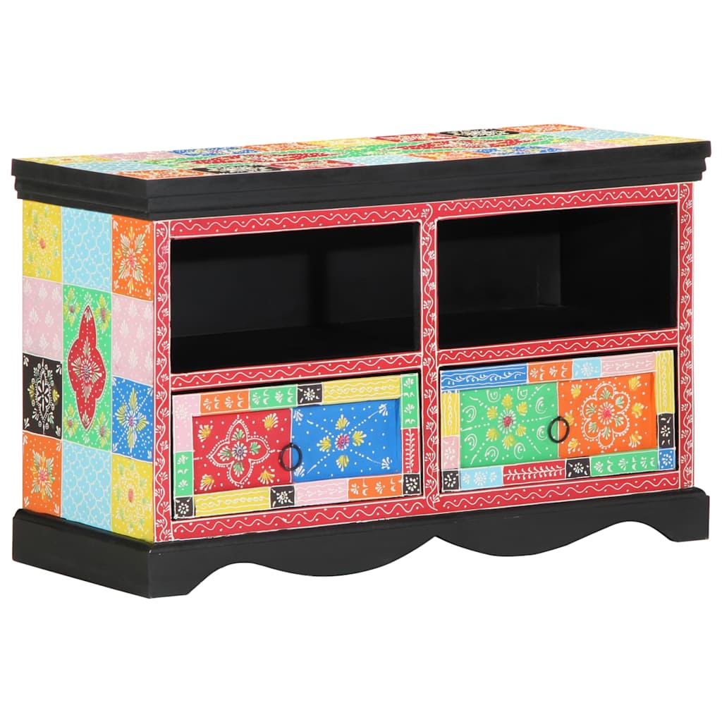 TV-skåp Flerfärgsdesign 80 x 35 x 50 cm Massivt Mangoträ
