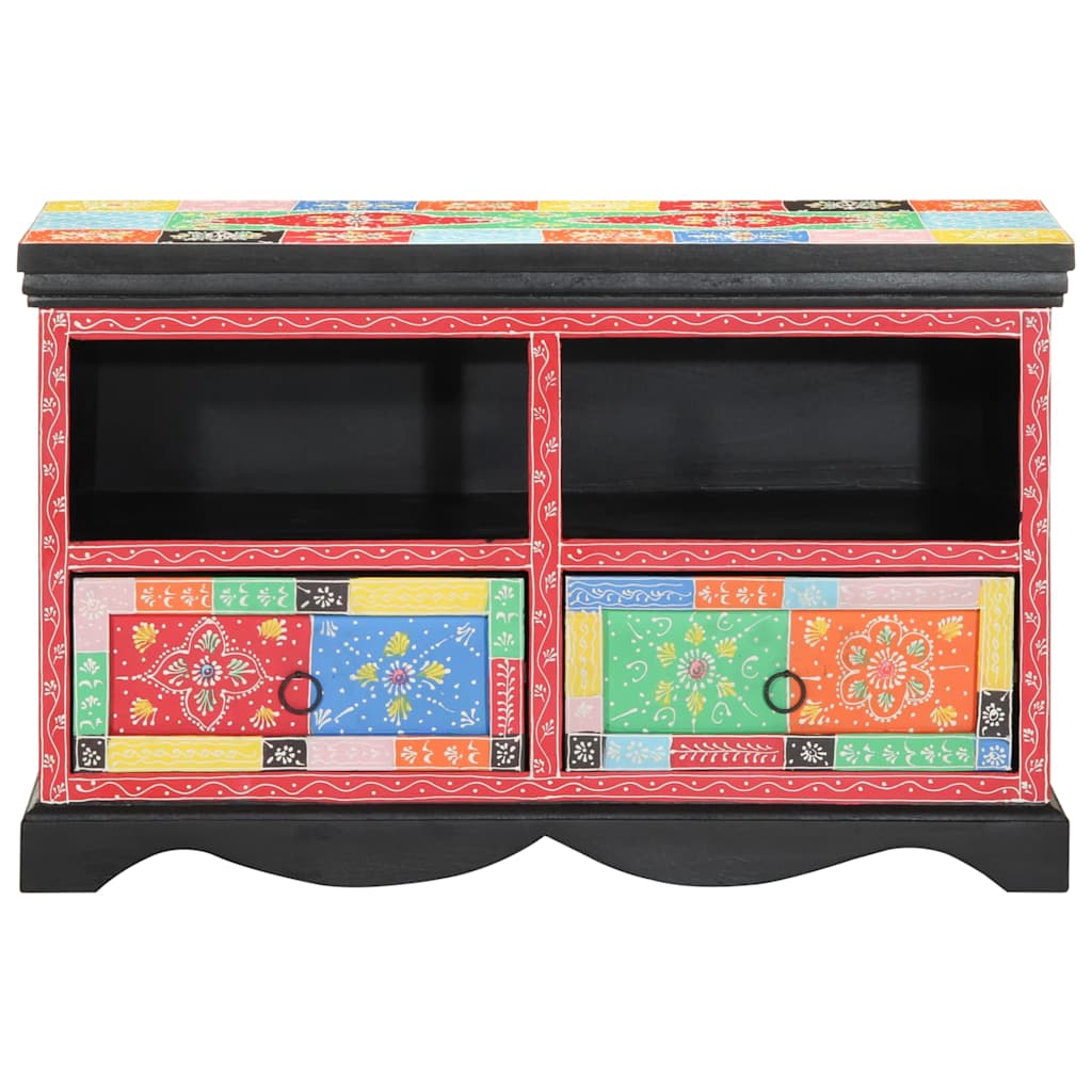 TV-skåp Flerfärgsdesign 80 x 35 x 50 cm Massivt Mangoträ