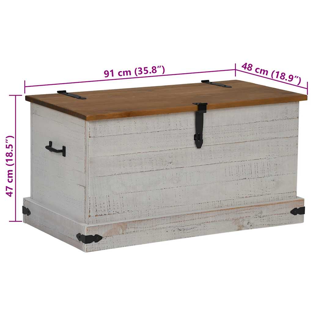 Förvaringskista HALDEN Vit 91x48x47 cm massiv Trä furu