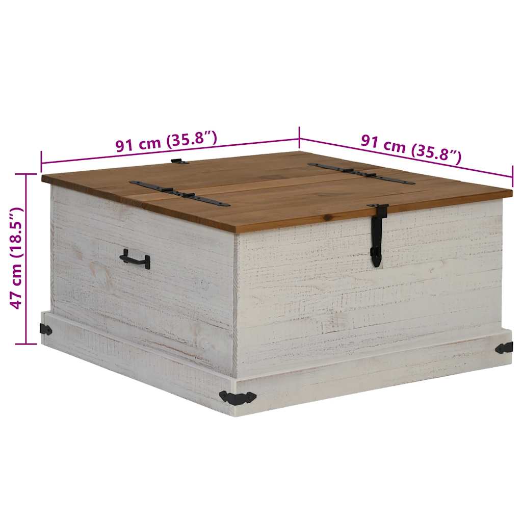 Förvaringskista HALDEN Vit 91x91x47 cm massiv Trä furu