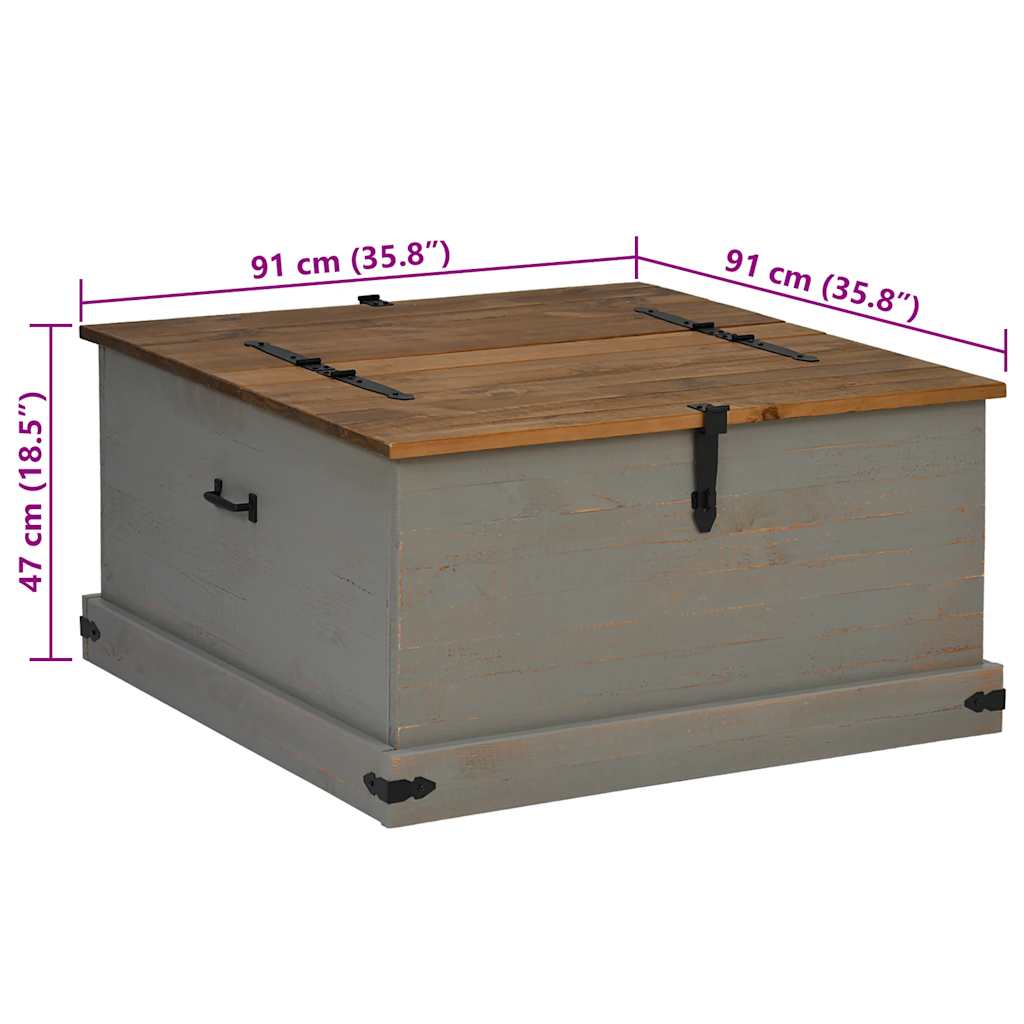 Förvaringskista HALDEN Grå 91x91x47 cm massiv Trä furu