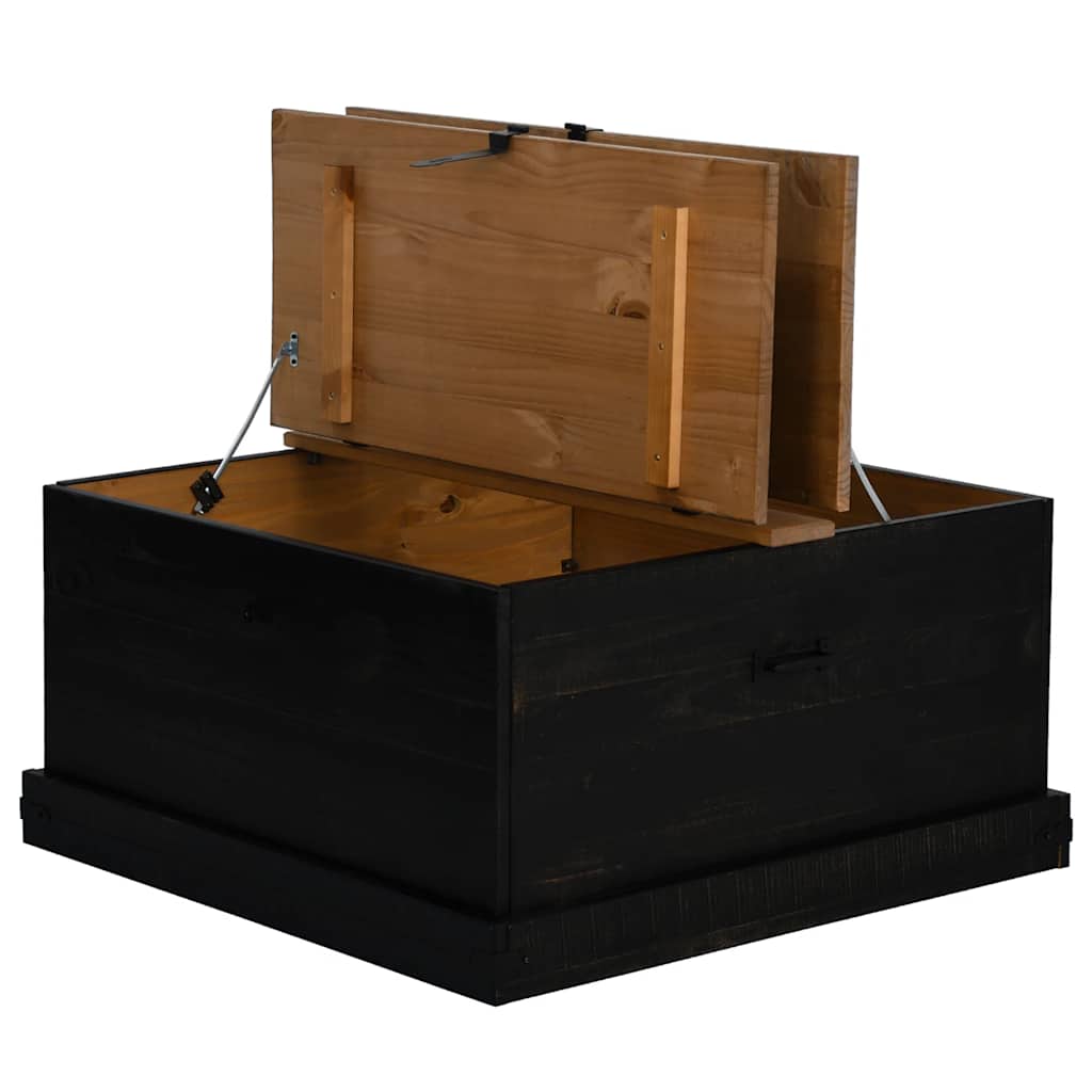 Förvaringskista HALDEN Svart 91x91x47 cm massiv Trä furu