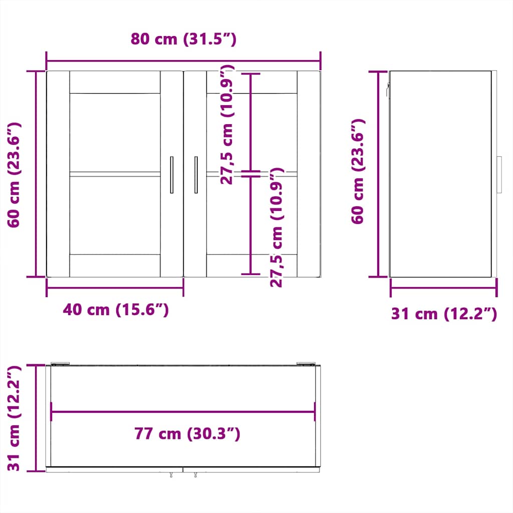 Köksinredning Överskåp glasdörr Porto Rökfärgad ek