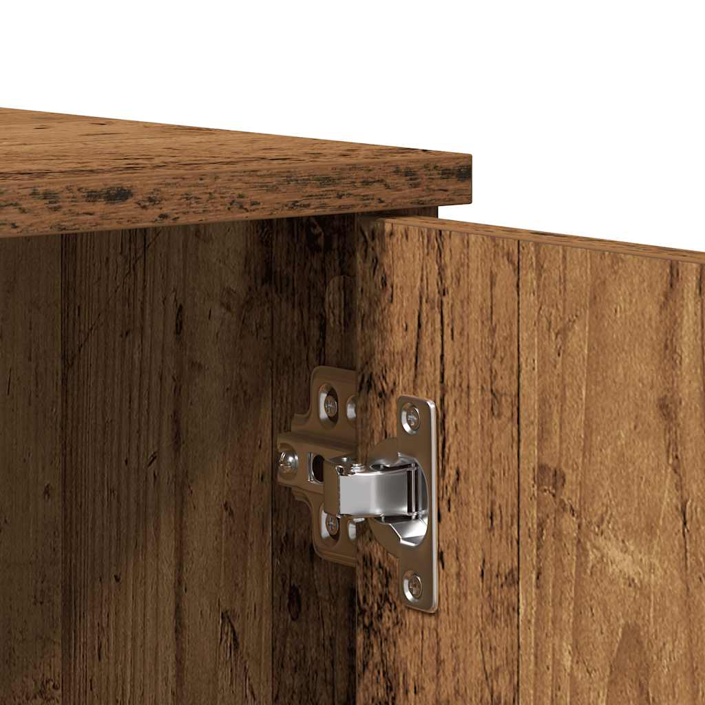 Skoställ Åldrat Trä Skoskåp 80x39x178 cm