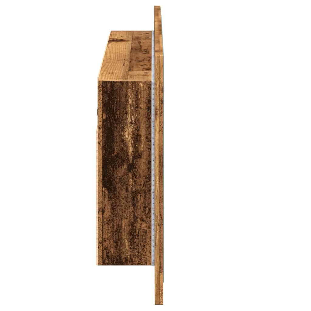 Badrumsspegel Spegelskåp LED Åldrat Trä 90x12x45 cm