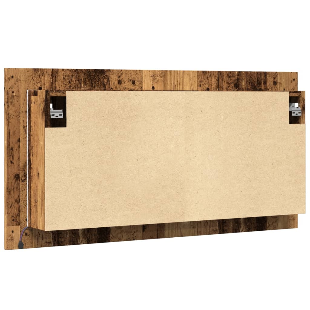 Badrumsspegel Spegelskåp LED Åldrat Trä 90x12x45 cm