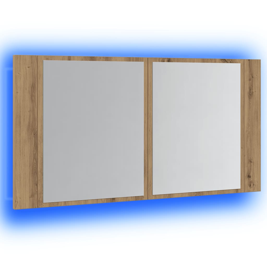 Badrumsspegel Spegelskåp LED Artisan Ek 90x12x45 cm