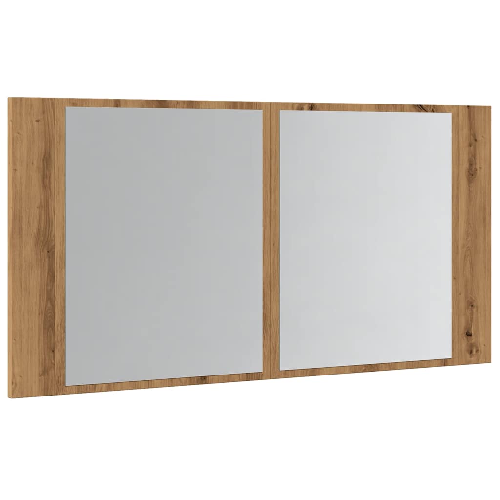 Badrumsspegel Spegelskåp LED Artisan Ek 90x12x45 cm