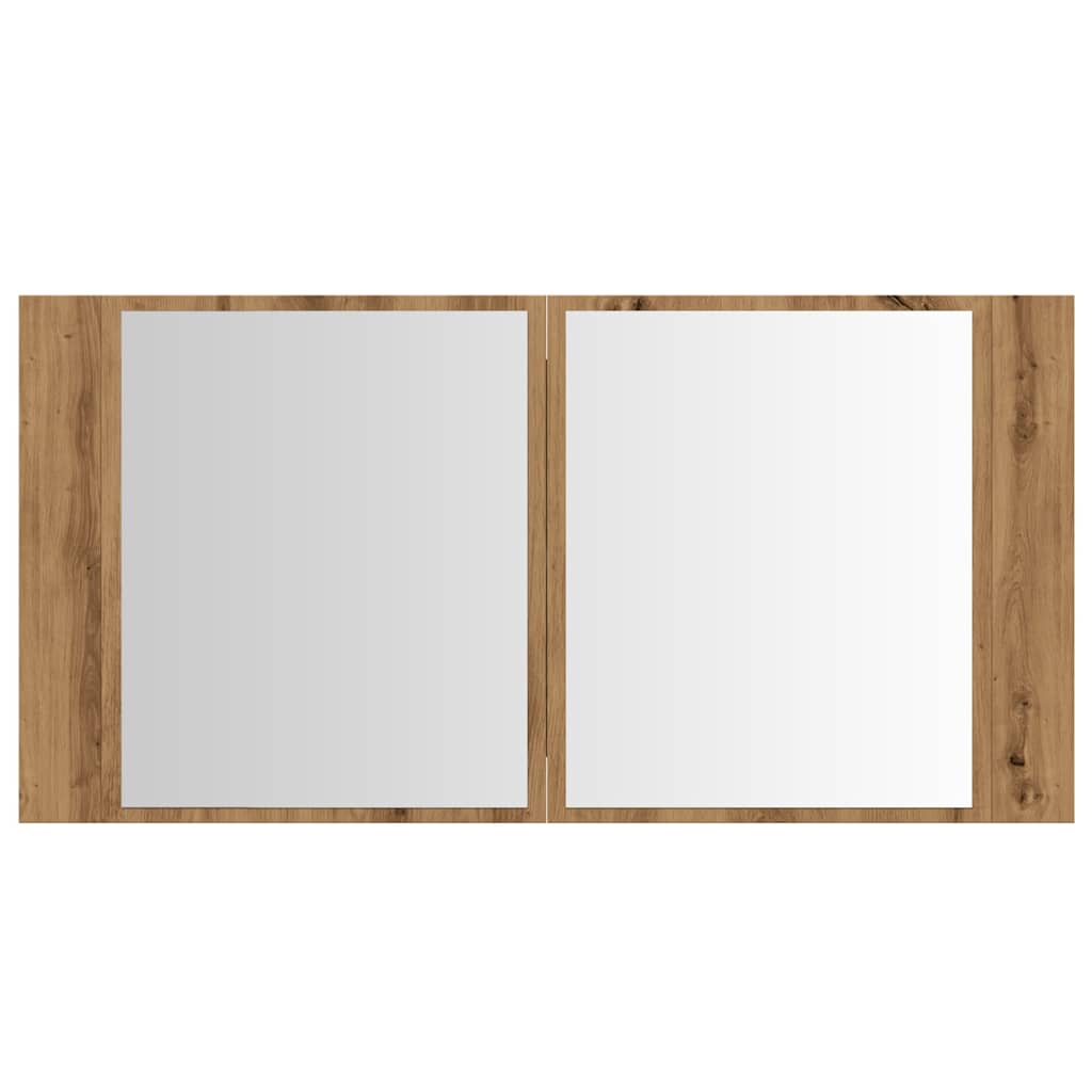 Badrumsspegel Spegelskåp LED Artisan Ek 90x12x45 cm