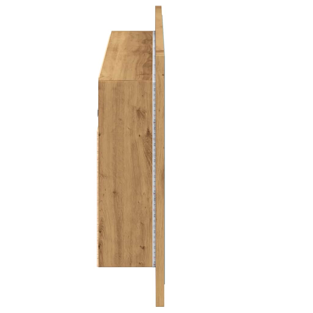 Badrumsspegel Spegelskåp LED Artisan Ek 90x12x45 cm